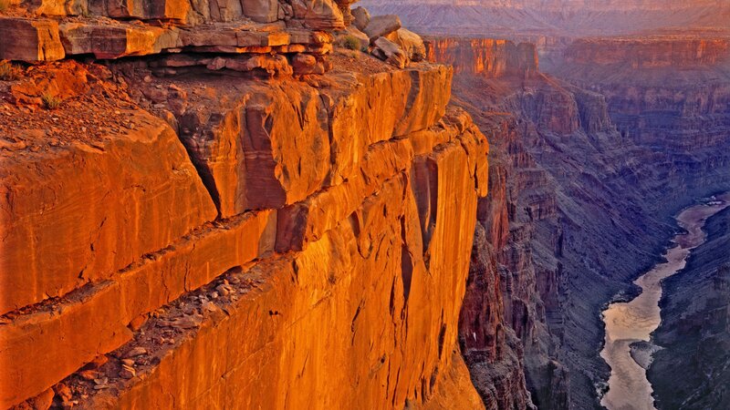 Sunset over a canyon
