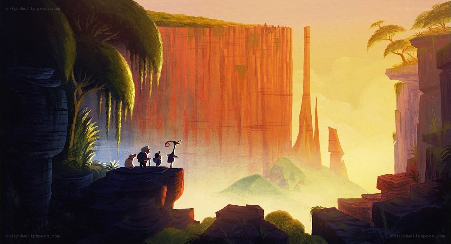 Sunset over a canyon vista