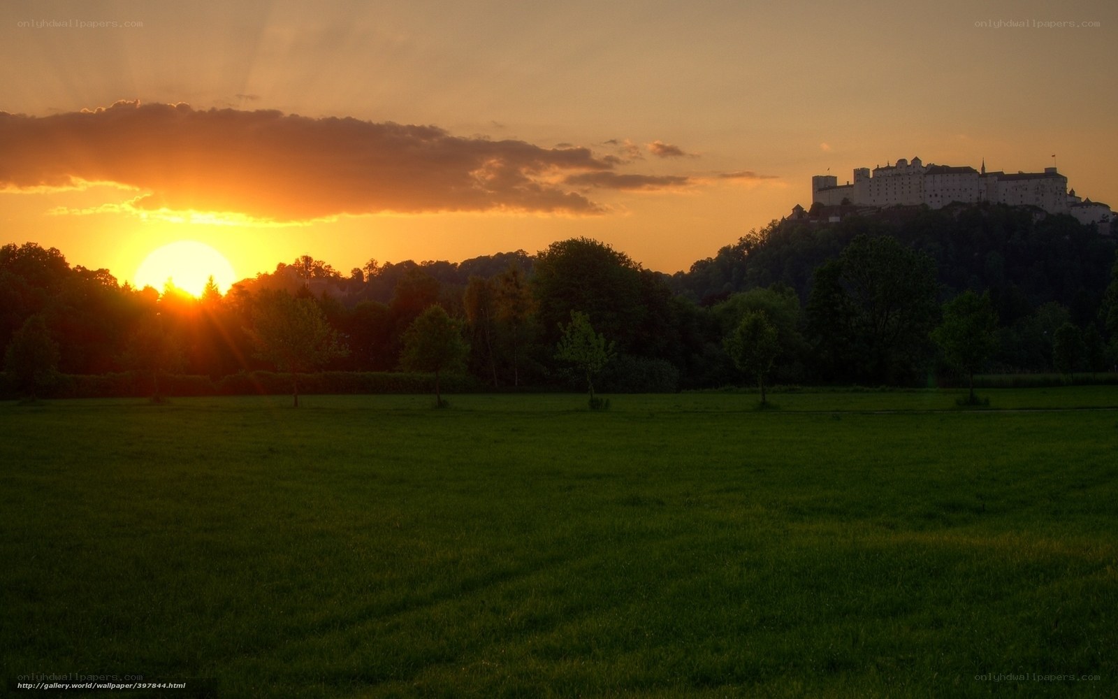 Sunset over a castle