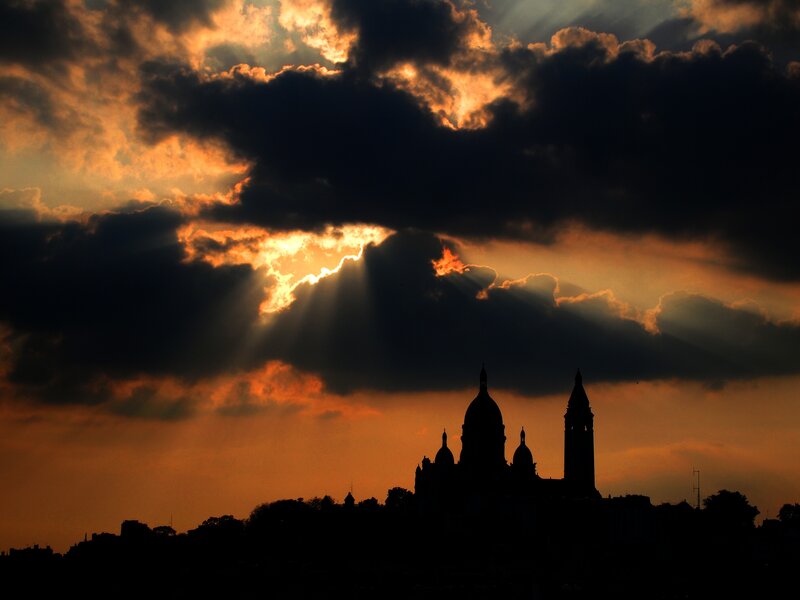 Sunset over a cathedral silhouette