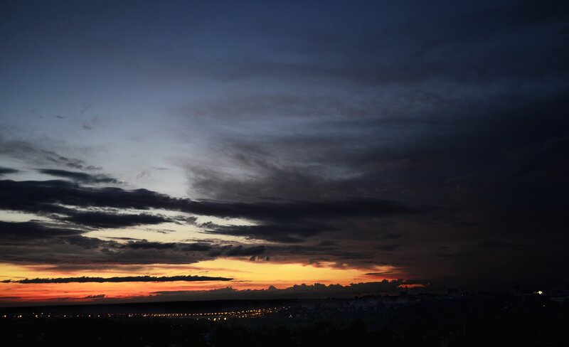 sunset over a city