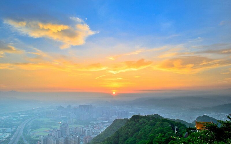 Sunset over a cityscape