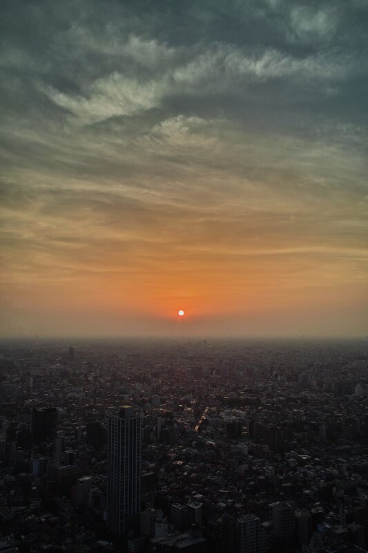 Sunset over a cityscape