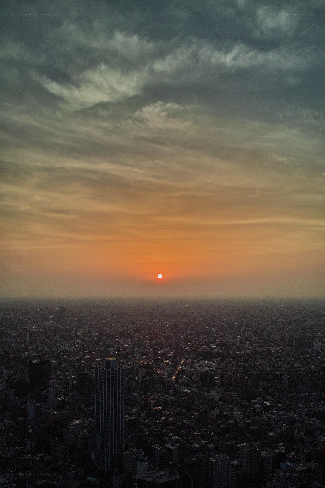 Sunset over a cityscape