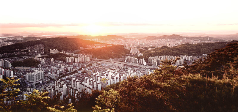 Sunset over a cityscape