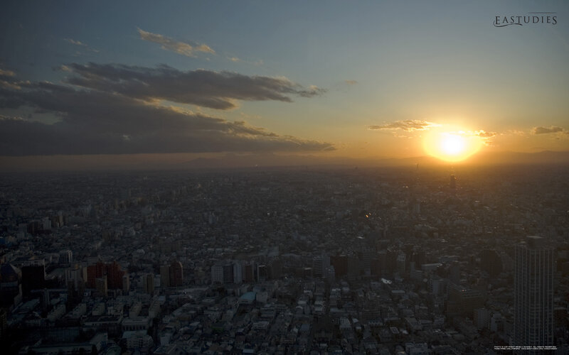 Sunset over a cityscape