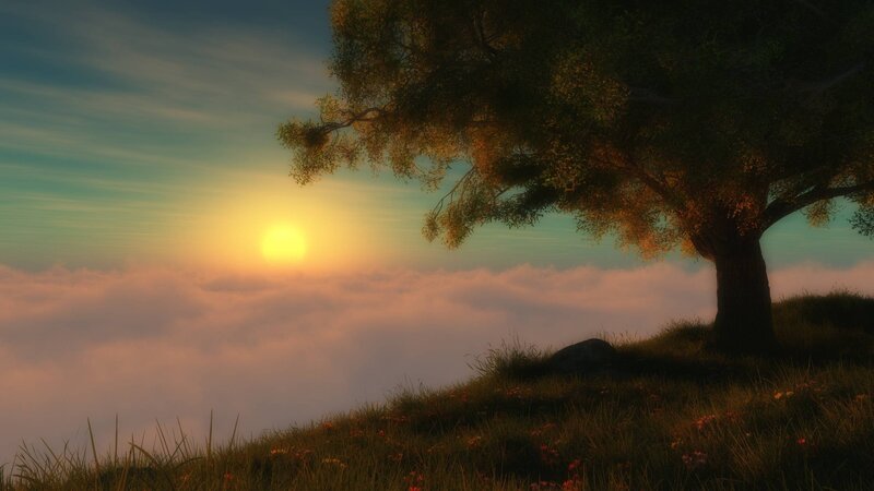 Sunset over a cloud sea