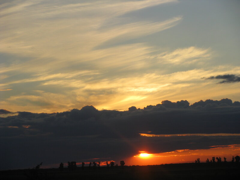 Sunset over a cloudy horizon