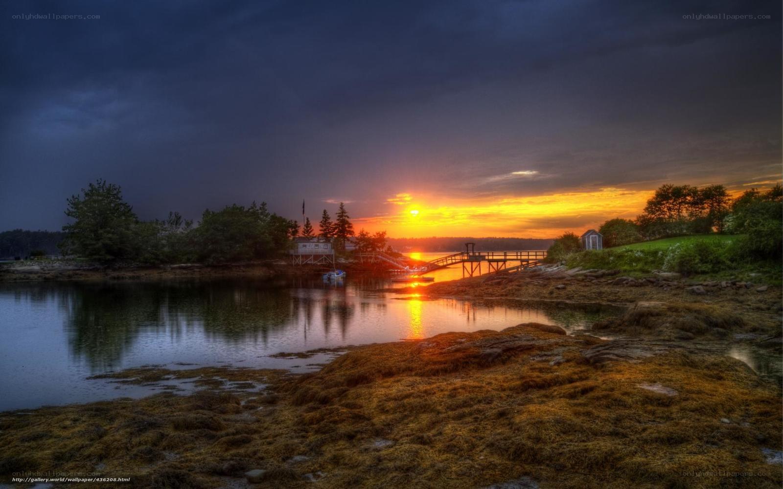Sunset over a coastal inlet