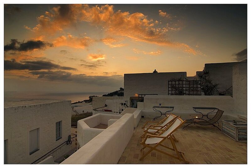 Sunset over a coastal terrace