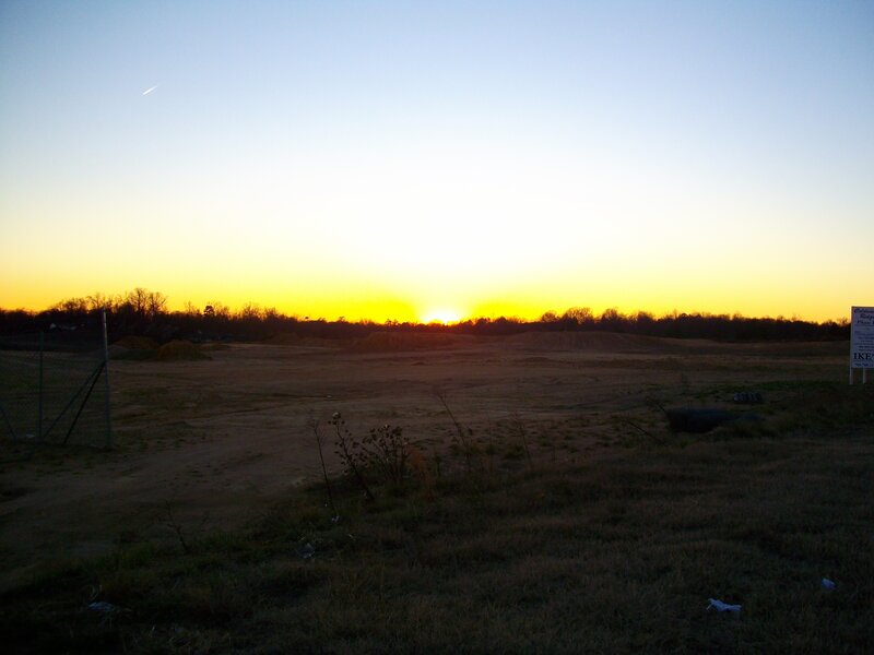 Sunset over a construction site