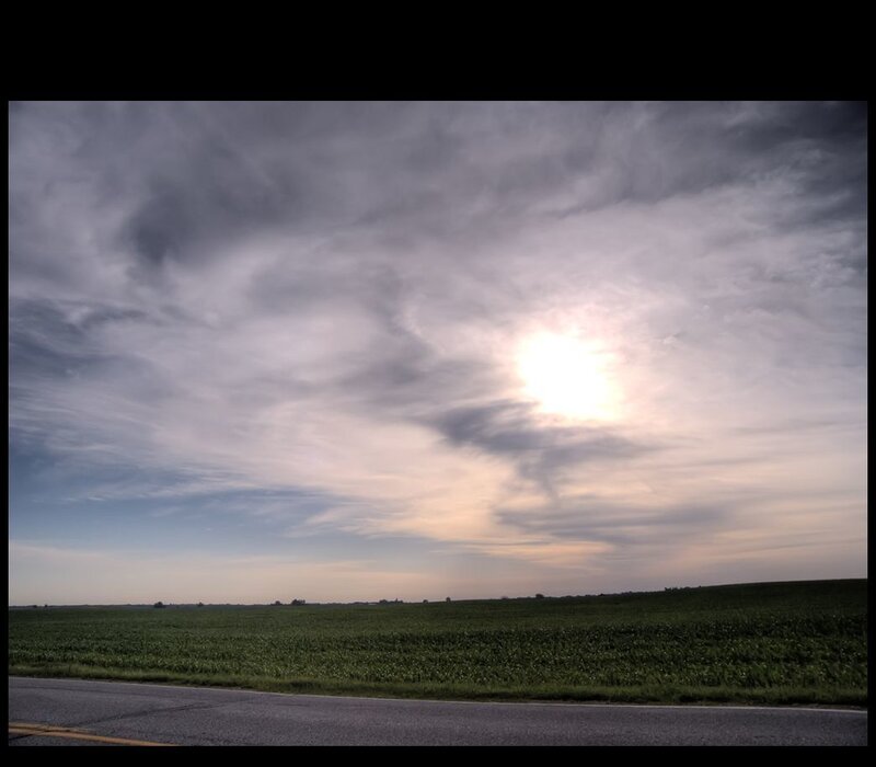 Sunset over a cornfield
