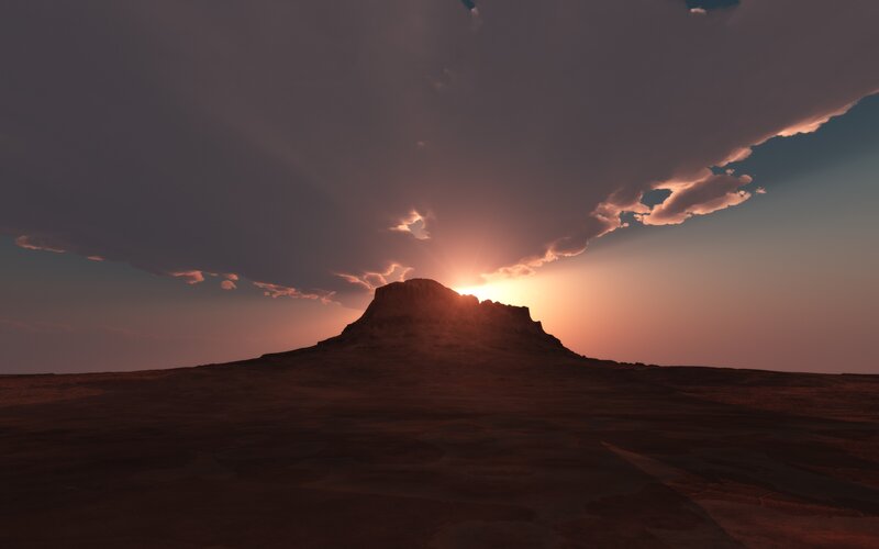 Sunset over a desert mesa