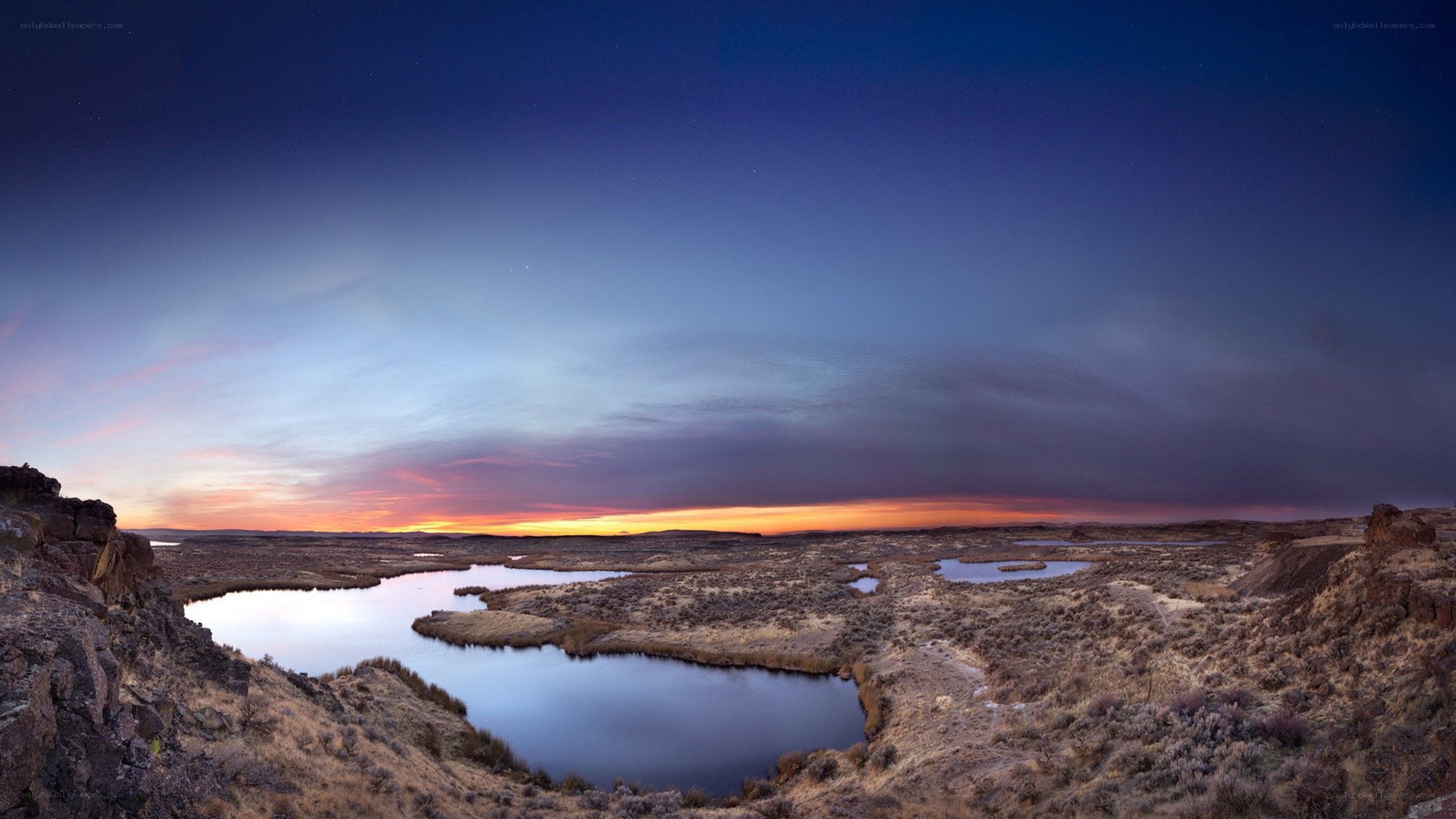 Sunset over a desert wetland