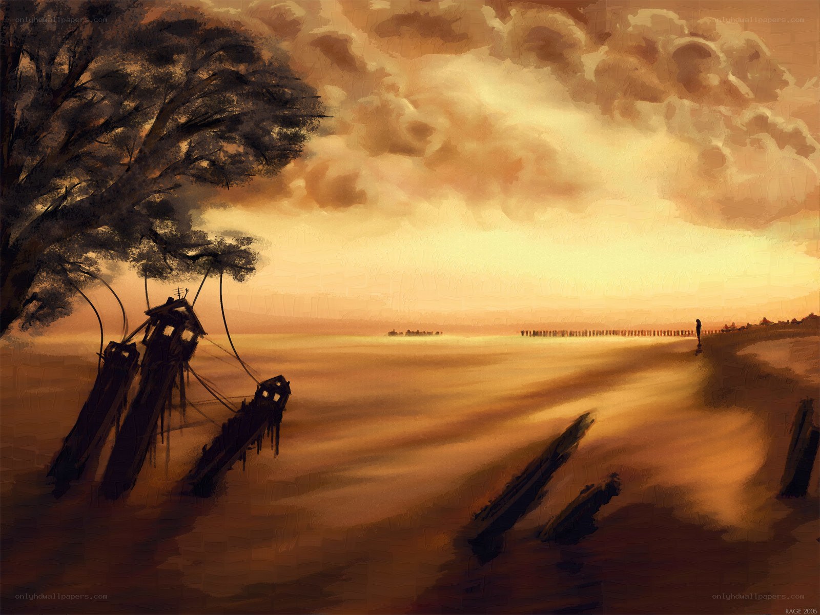 Sunset over a desolate beach