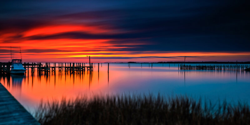 Sunset over a Dock — Orange