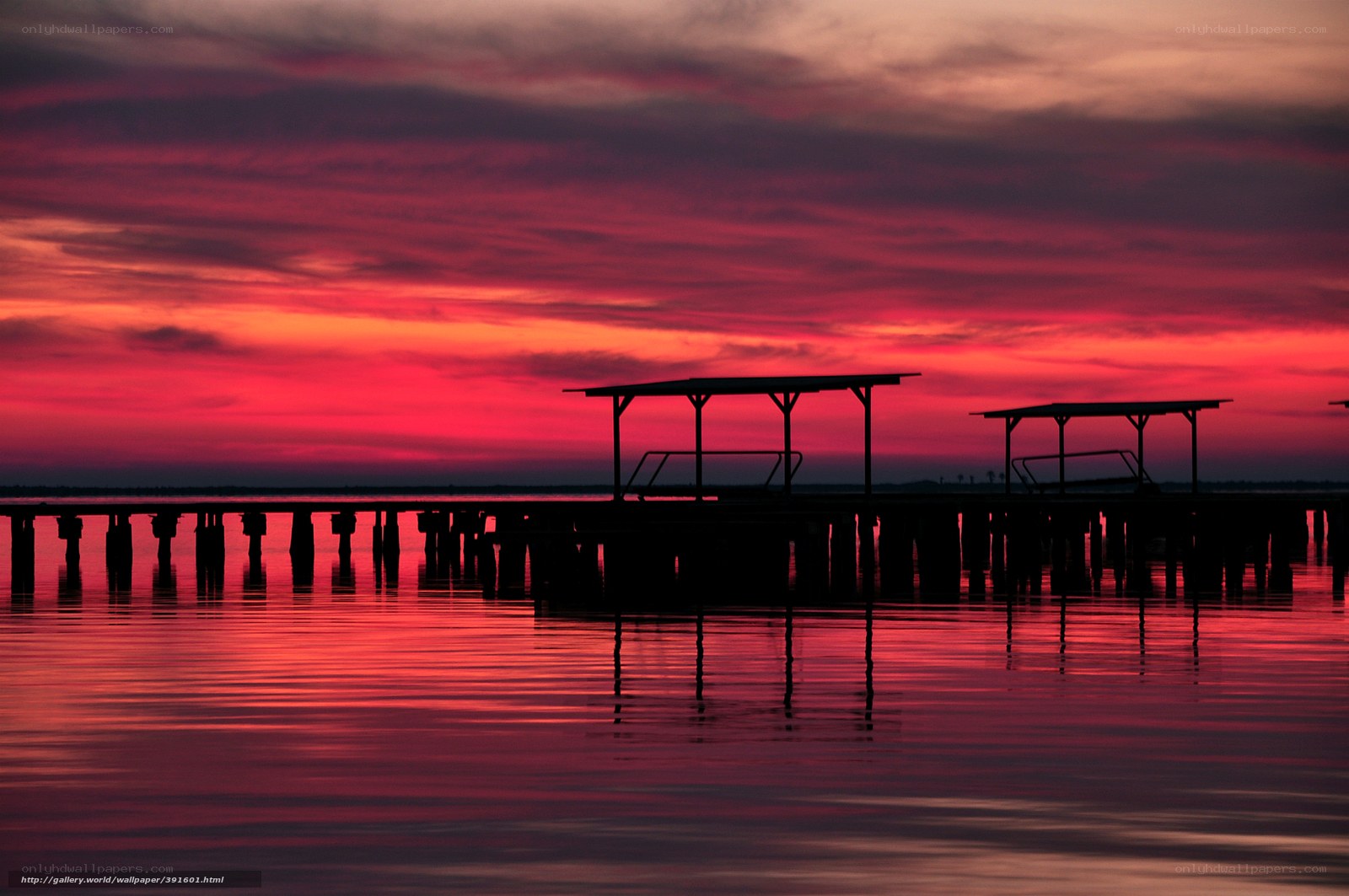 sunset over a dock