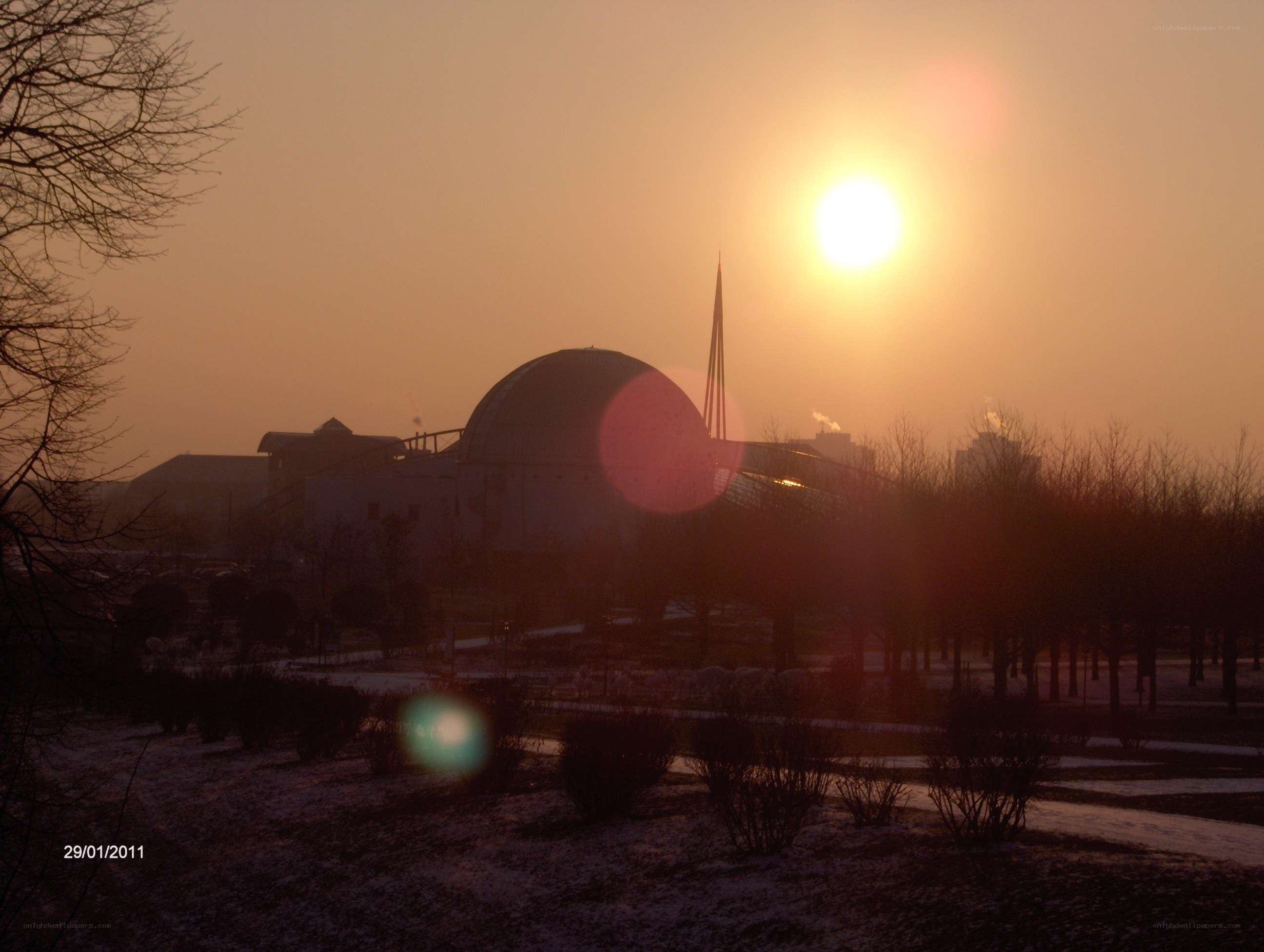 Sunset over a dome building