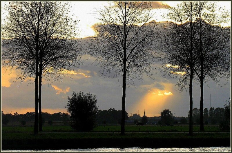 Sunset over a Dutch landscape