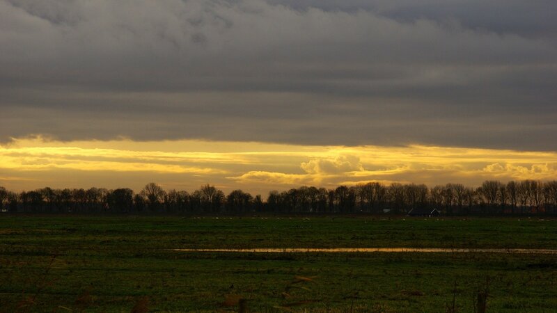 Sunset over a Dutch polder
