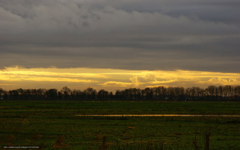 Sunset over a Dutch polder