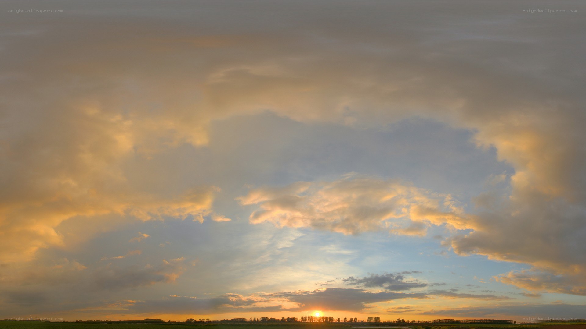 Sunset over a field
