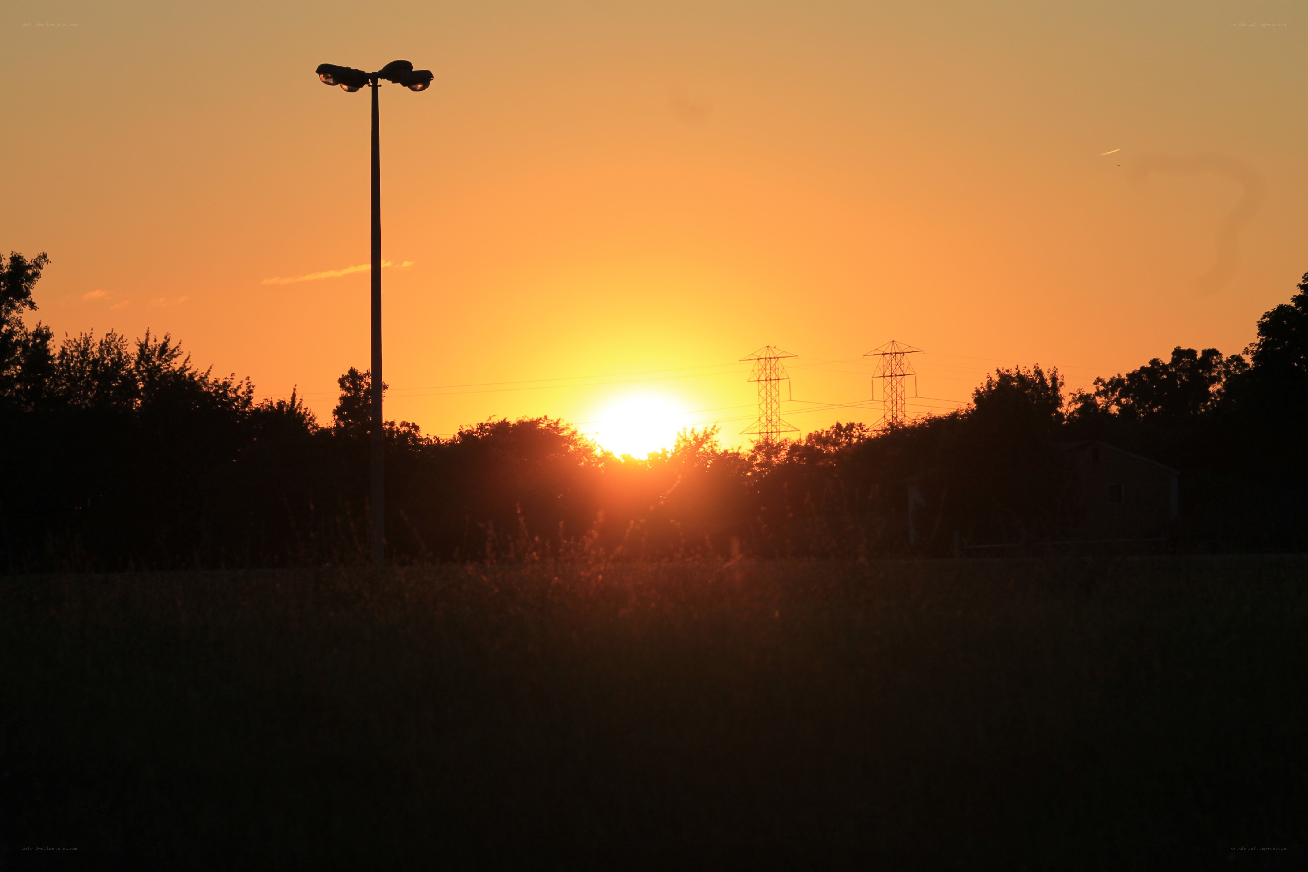 Sunset over a field
