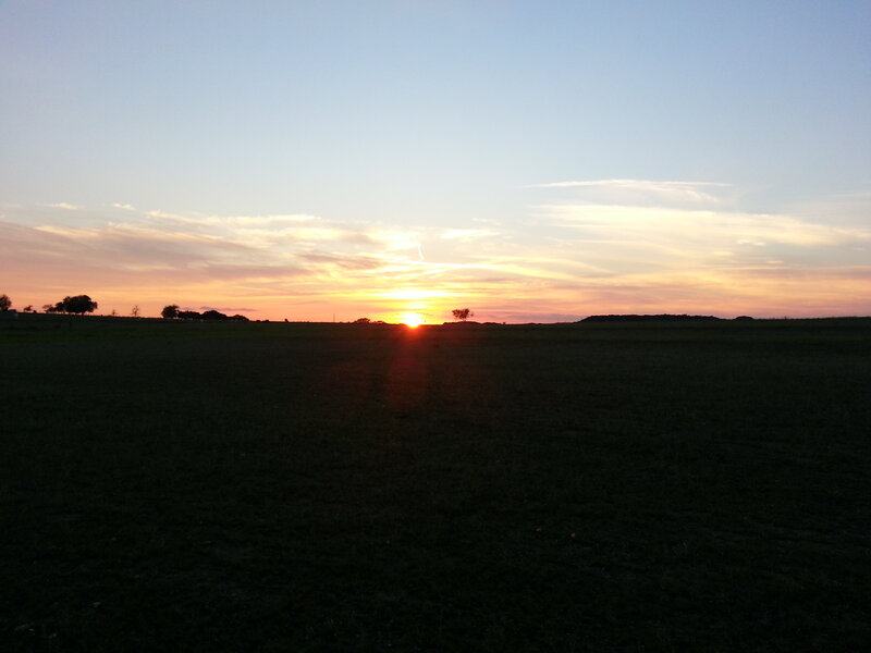 Sunset over a Field — Orange, Serene, Photograph