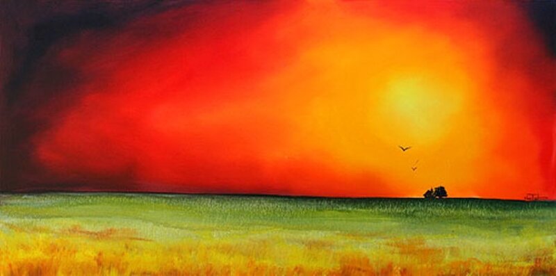 Sunset over a Field — Red