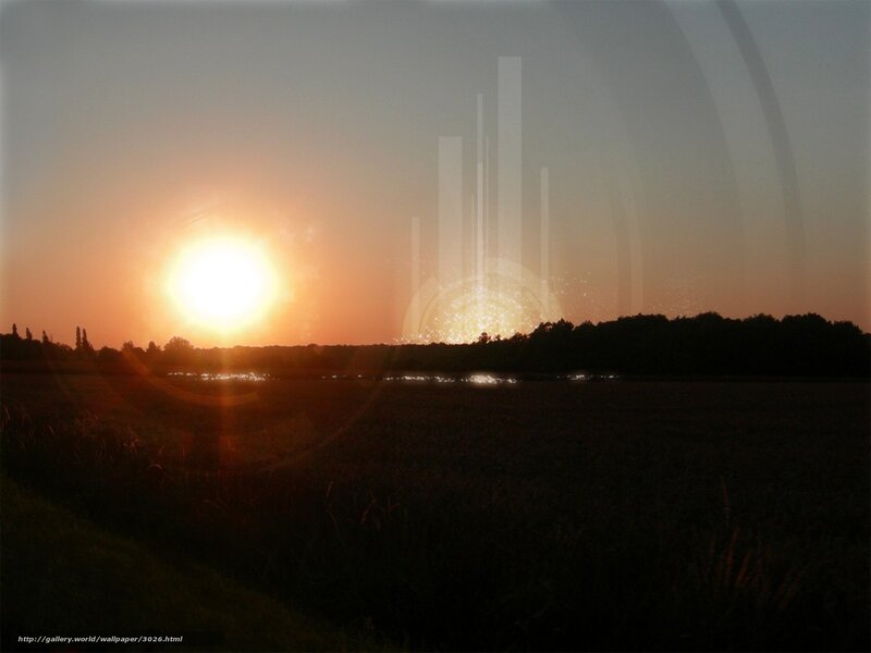 Sunset over a field