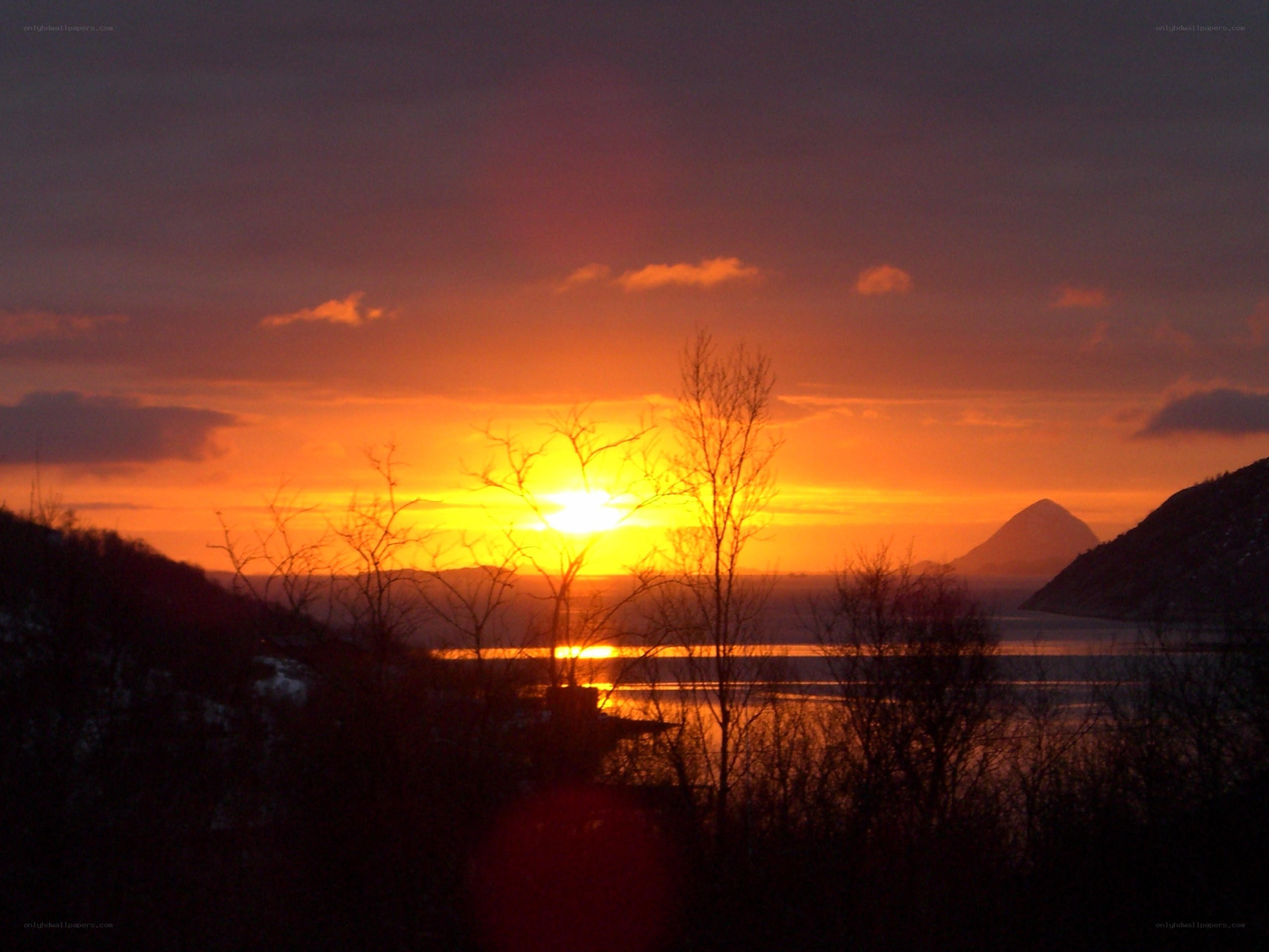 Sunset over a fjord