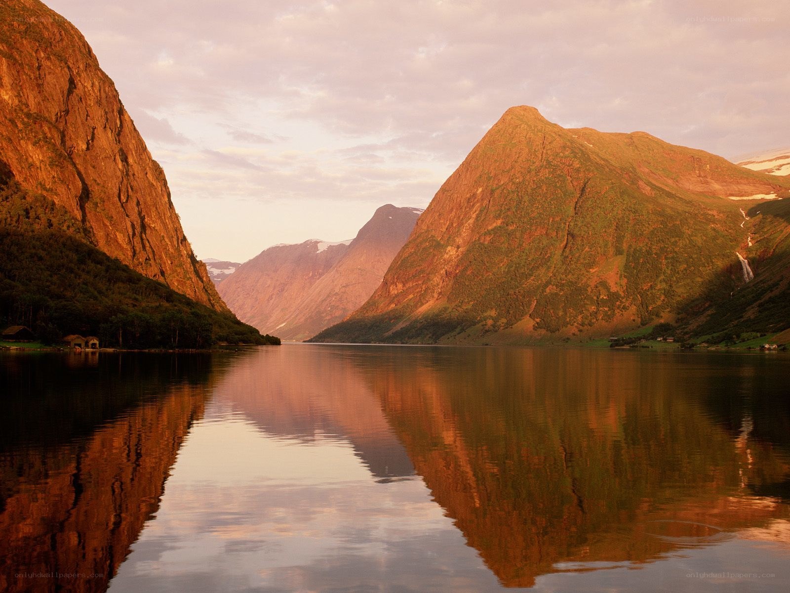 Sunset over a fjord