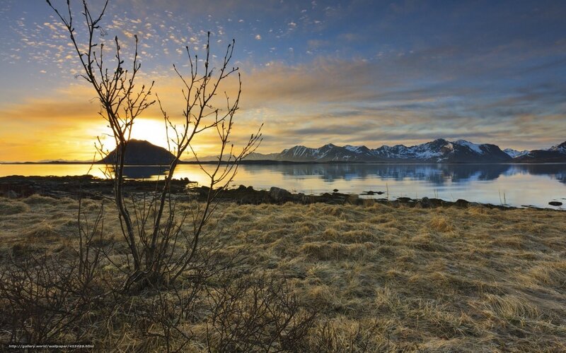 Sunset over a fjord
