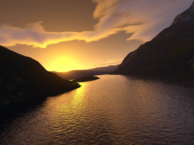 Sunset over a Fjord — Gold