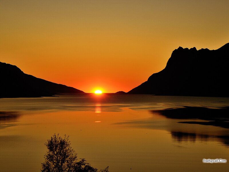 Sunset over a Fjord — Orange