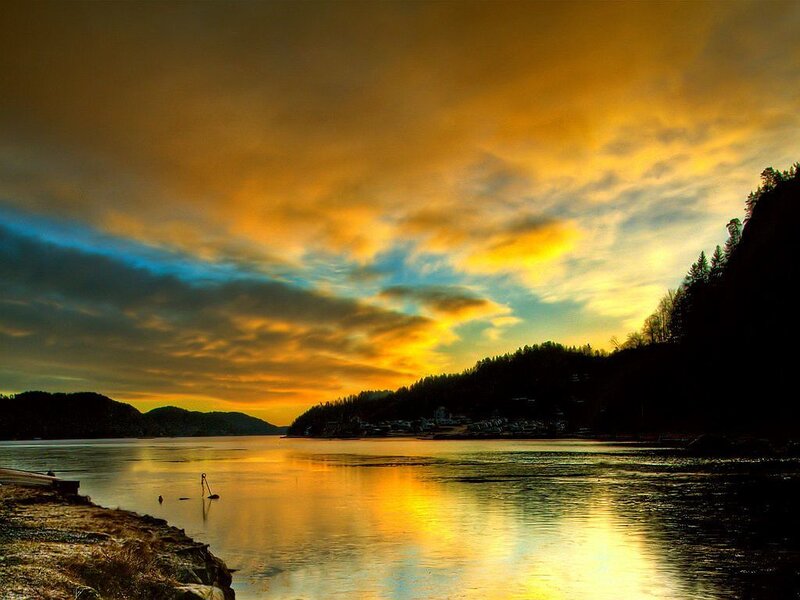 Sunset over a Fjord — Yellow