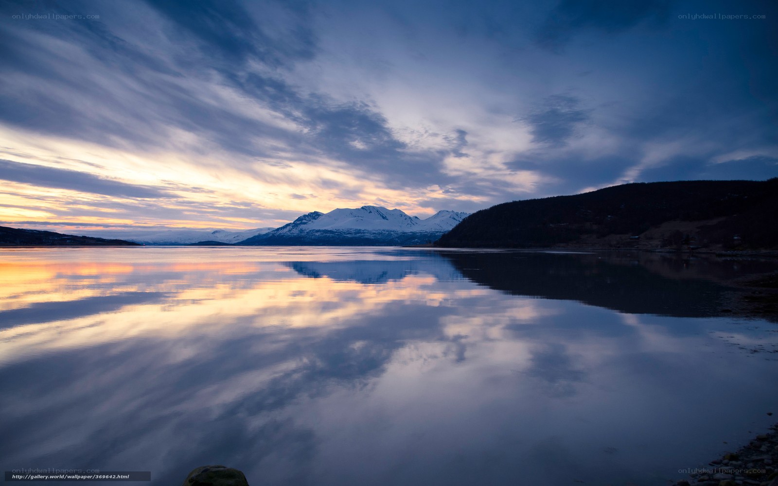 Sunset over a fjord