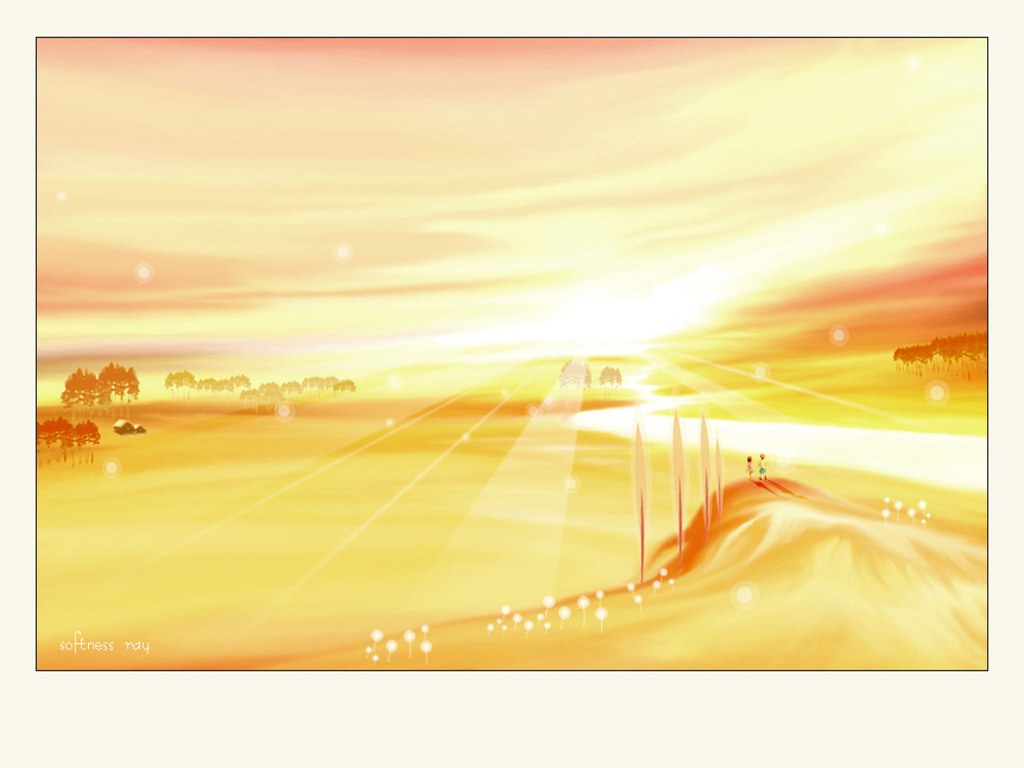 Sunset over a golden field