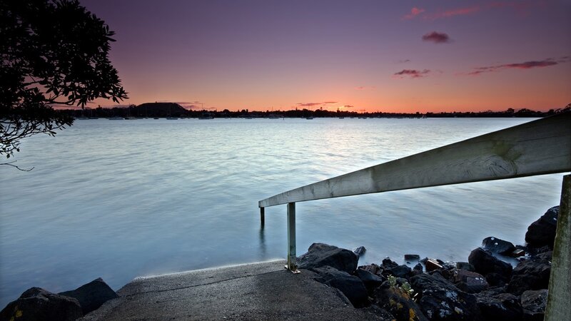 Sunset over a Harbor — Purple