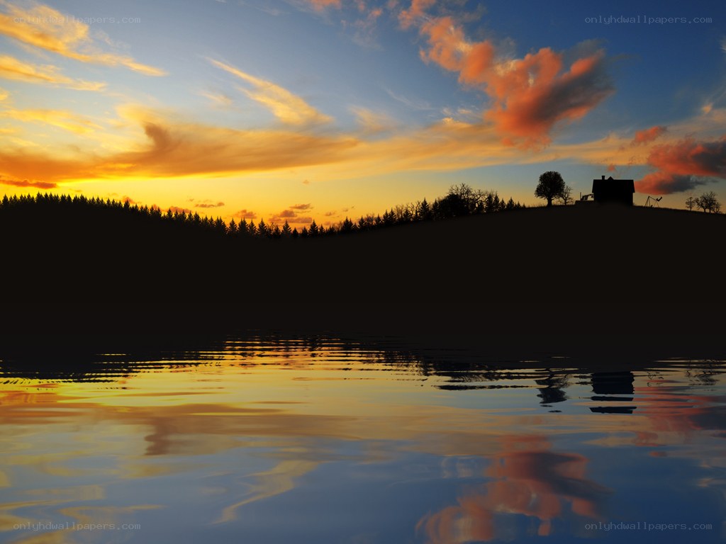 sunset over a lake