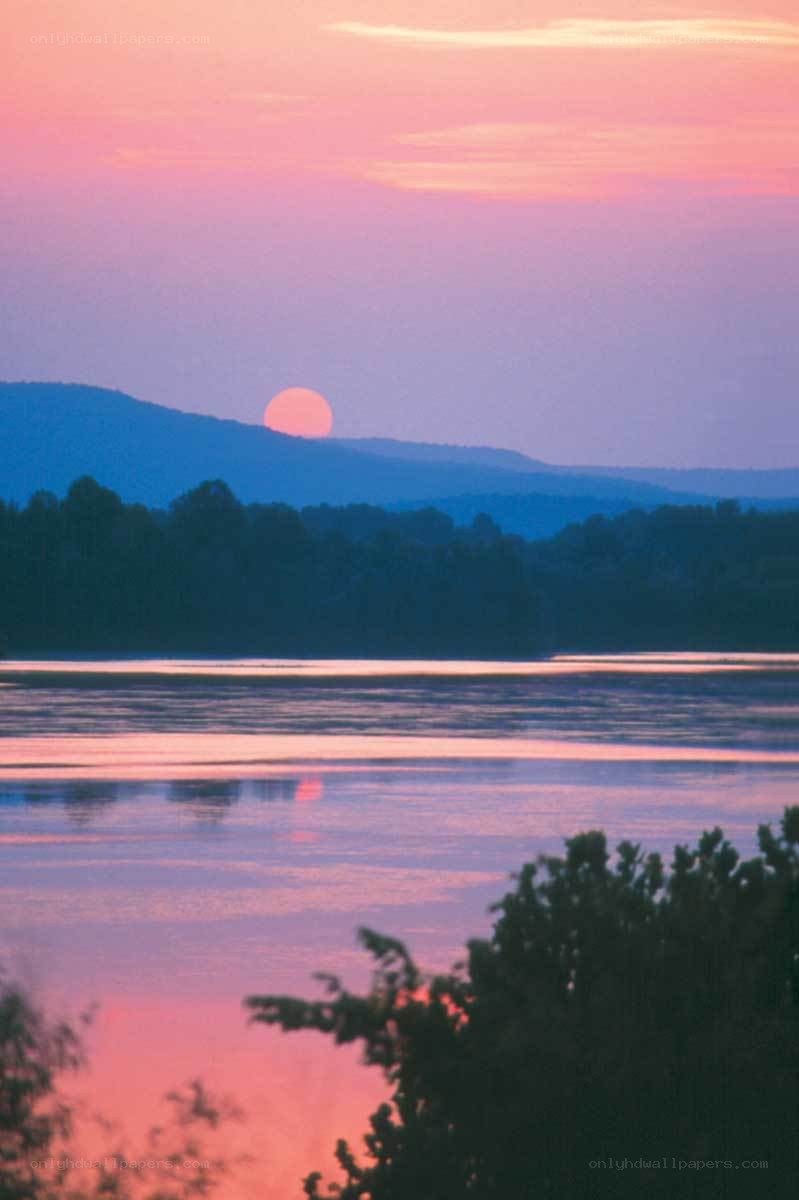sunset over a lake
