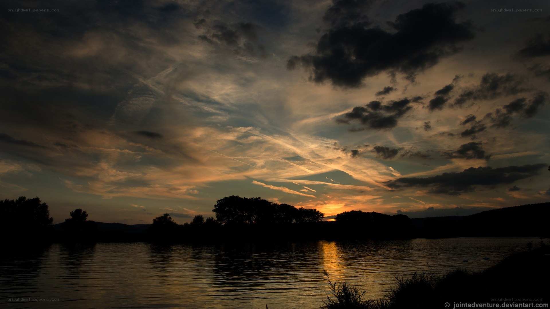 sunset over a lake