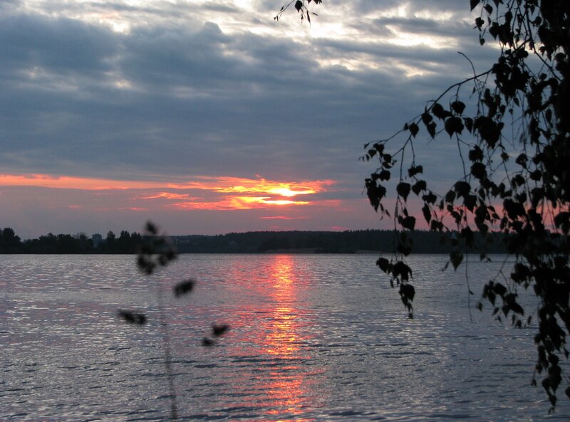 sunset over a lake