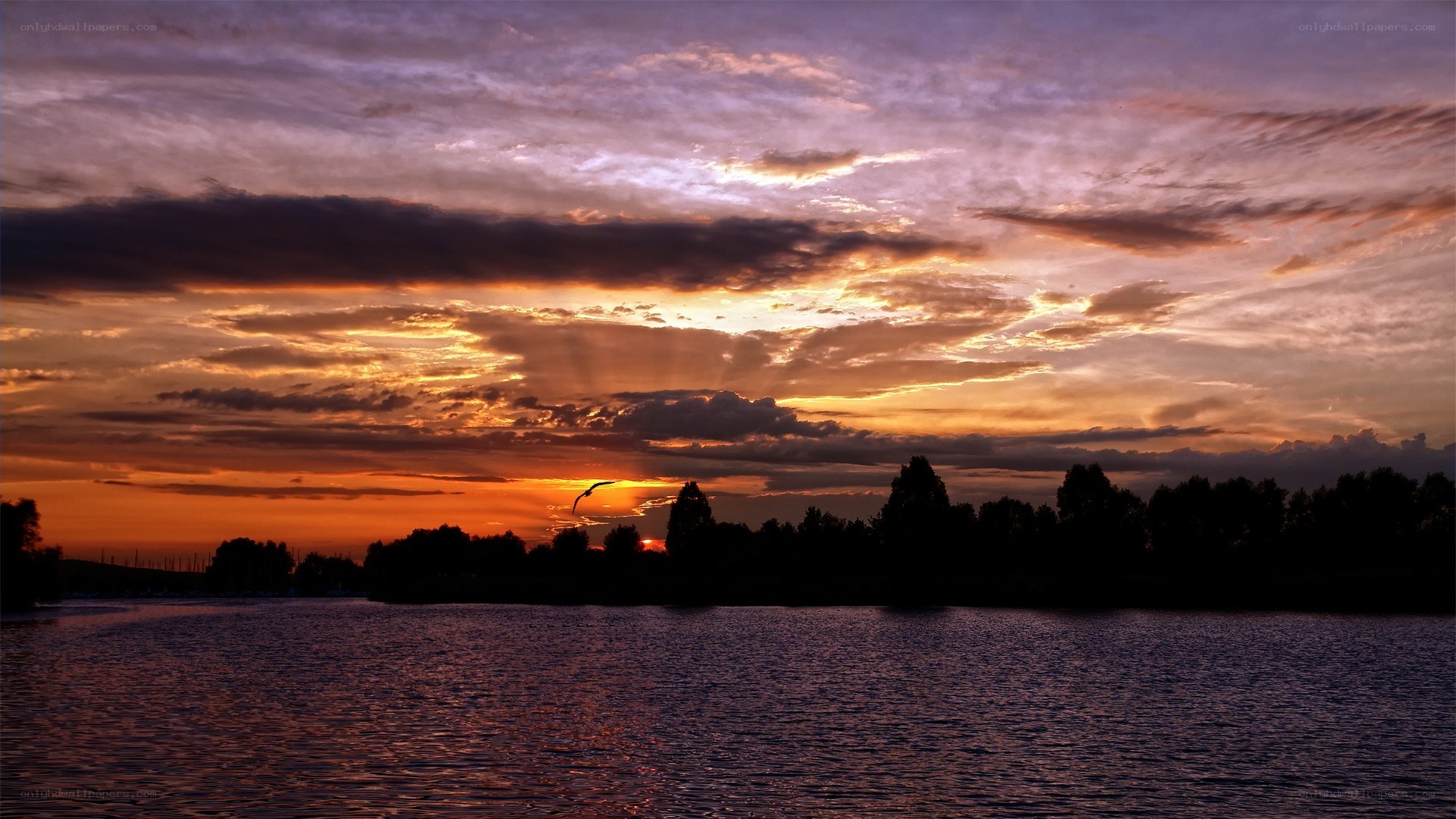 sunset over a lake