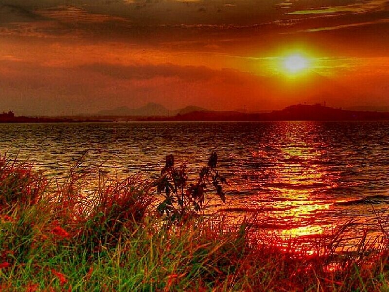Sunset over a lake
