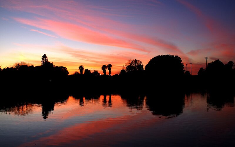 sunset over a lake