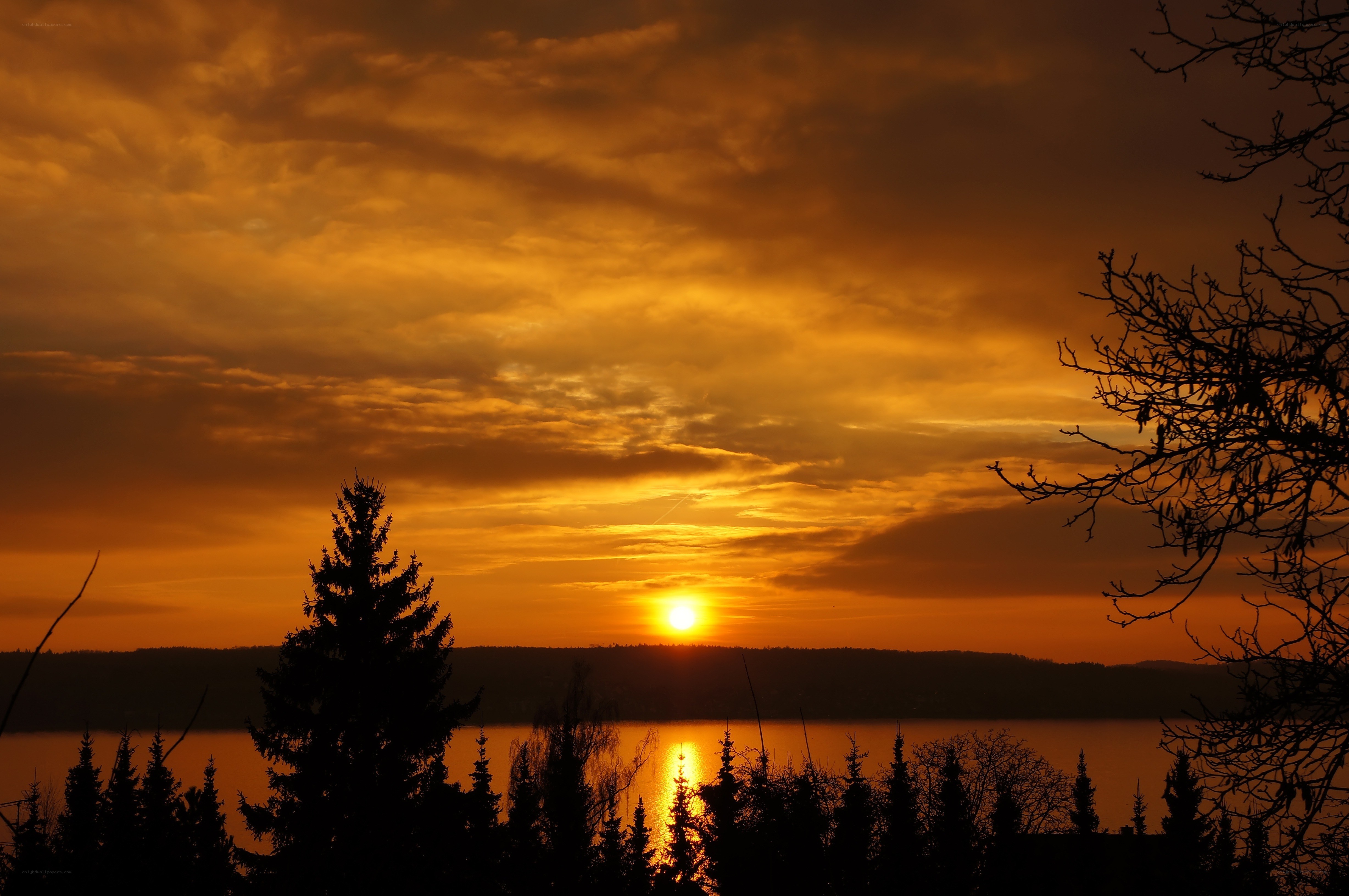 Sunset over a lake