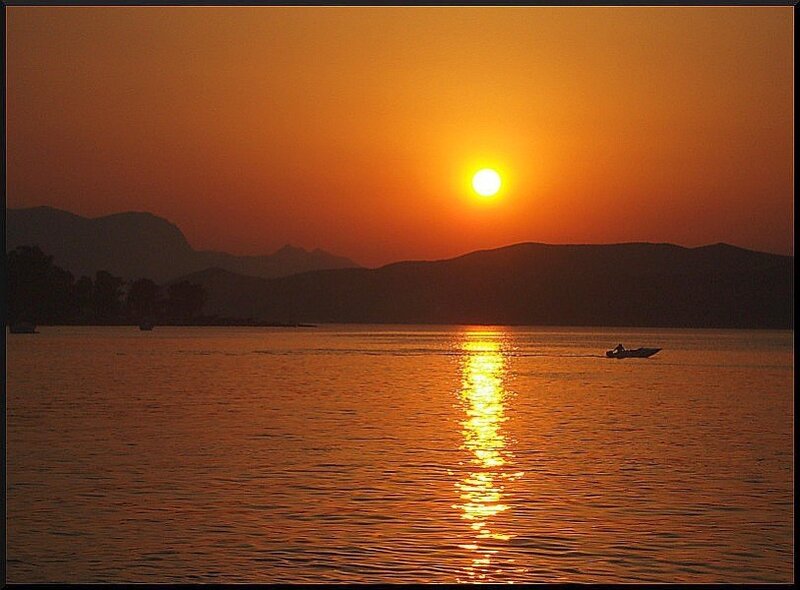Sunset over a lake
