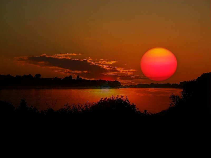 Sunset over a lake