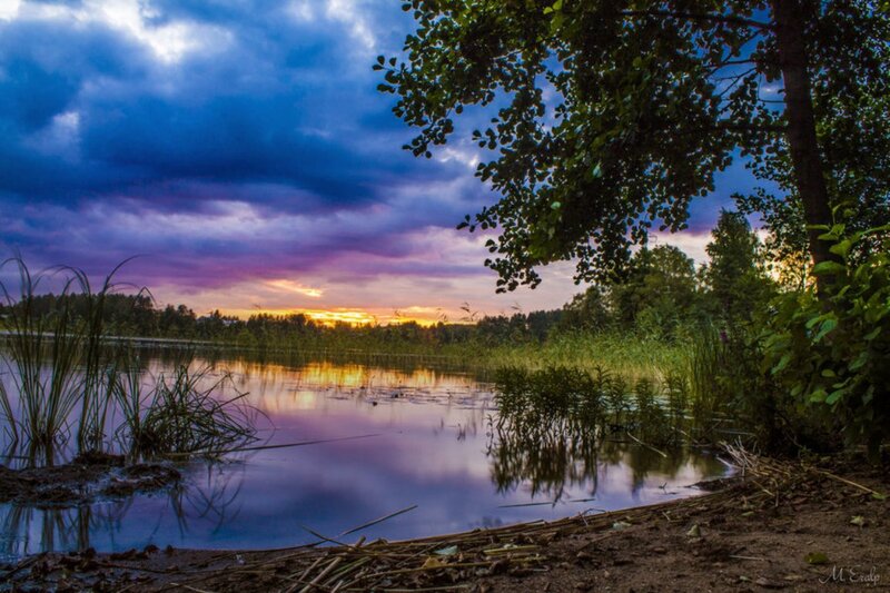Sunset over a Lake — Blue, Dramatic